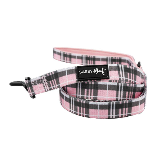 Dog Leash- Black Pink Plaid