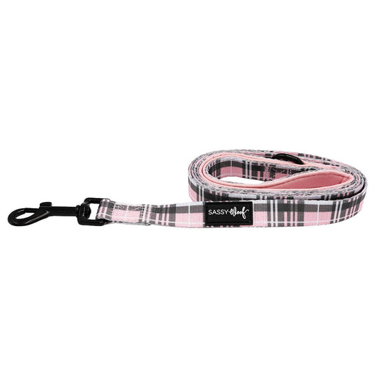 Dog Leash- Black Pink Plaid