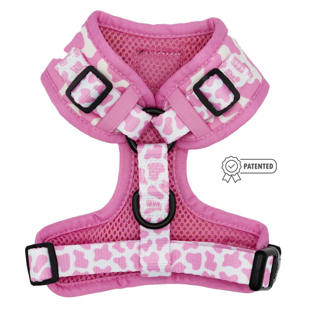 Dog Adjustable Harness - Pink Cow